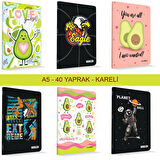 Çınar Uninote A5 40 Yaprak Karton Kapak Dikişli Defter Kareli 4 Adet