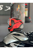 Storm 2 Faster Mat Kırmızı-tıtanıum Motosiklet Kaskı Ecr 22.06 Sertifikalı