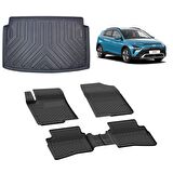 Sahler Sahler Hyundai Bayon 2021+ 4.5 D Paspas ve Rizline 3D Bagaj  Havuzu Siyah