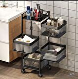 Trendesk SİYAH METAL  BANYO ORGANİZER, BANYO DÜZENLEYİCİ ,KOZMETİK,TAKI DÜZENLEYİCİ