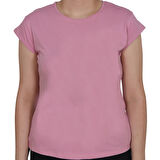 ASM0063 Bayan Düz Pembe Viskoz Penye T-Shirt