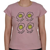 ASM0127 Bayan Pudra Yumurta EGG Baskılı T-Shirt