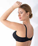 ASM1325 Kadın Siyah Saten Nakışlı Minimayzer Toparlayıcı Sütyen