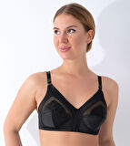 ASM1325 Kadın Siyah Saten Nakışlı Minimayzer Toparlayıcı Sütyen