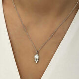 925 Ayar Gümüş Çiğ Damlası Yuvarlak Tektaş Kadın Gümüş Kolye