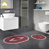 Zümra Lüx Pamuklu Aplikli Oval Banyo Takımı 2 Li Set