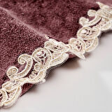 Zümra Lüx Pamuklu Aplikli Oval Banyo Takımı 2 Li Set