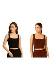 body kadın geniş yaka sıfır kol crop %95 viskon örme ring kumaş 2 li paket