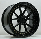 SLK-8123 8.5*18 5*114.3 ET35 73.1 GLOSS BLACK+GOLD RIVETS