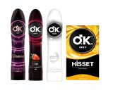 OKEY Çilek - Nirvana - Zero Kayganlaştırıcı Jel 3x100ml + Hisset Prezervatif 10'lu