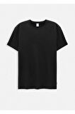 Jersey Siyah Renk İpek Apreli Bisiklet Yaka T-shirt