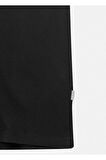 Jersey Siyah Renk İpek Apreli Bisiklet Yaka T-shirt