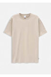 Orlen Bej Renk İpek Apreli Oversize T-shirt
