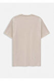 Orlen Bej Renk İpek Apreli Oversize T-shirt