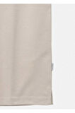 Orlen Bej Renk İpek Apreli Oversize T-shirt