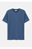 Orlen İndigo Renk İpek Apreli Oversize T-shirt