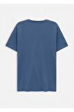 Orlen İndigo Renk İpek Apreli Oversize T-shirt