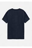Orlen Lacivert Renk İpek Apreli Oversize T-shirt
