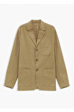 Victor Bej Renk Mono Yaka Over Size Blazer Ceket