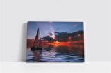Gün Batımında Yelkenli Kanvas Tablo