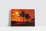 Palmiye Eşliğinde Günn Batımı Kanvas Tablo