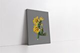 Gri Zemin Sarı Çiçek II Kanvas Tablo