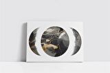 Altın Detaylı Gri Soyut Desenli Ay ve Evreleri Kanvas Tablo
