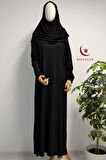 Kadın Penye Namaz Elbisesi Kendinden Başörtülü Rahat Kalıp – Tek Parça
