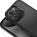 iPhone 16 Pro Max Kılıf Karbon Fiber Görünümlü Parlak Kamera Çerçeveli Venus Kılıf