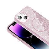 iPhone 11 Kılıf Magsafe Şarj Özellikli Parlayan Simli Okso Kılıf