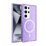 Galaxy S25 Ultra Kılıf Magsafe Şarj Özellikli Parlayan Simli Saydam Renkli Allstar Kılıf