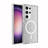 Galaxy S24 Ultra Kılıf Magsafe Şarj Özellikli Parlayan Simli Saydam Renkli Allstar Kılıf