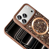 iPhone 17 Pro Max Kılıf Pırlanta Tasarımlı M-safe Şarj Özellikli Mozaik Silikon Kılıf