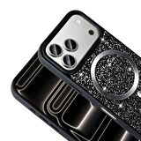 iPhone 17 Pro Kılıf Pırlanta Tasarımlı M-safe Şarj Özellikli Mozaik Silikon Kılıf