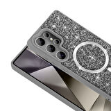Galaxy S25 Ultra Kılıf Pırlanta Tasarımlı M-safe Şarj Özellikli Mozaik Silikon Kılıf