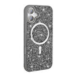 iPhone 16 Pro Kılıf Pırlanta Tasarımlı M-safe Şarj Özellikli Mozaik Silikon Kılıf