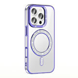 iPhone 16 Pro Kılıf Pırlanta Taş Tasarımlı M-safe Şarj Özellikli Karetta Silikon Kılıf