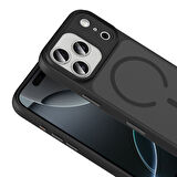 iPhone 17 Pro Max Kılıf Mat Arka Yüzey Wireless Şarj Özellikli Flet M-safe Kılıf