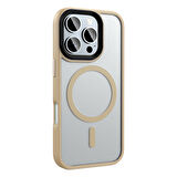 iPhone 16 Pro Kılıf Mat Arka Yüzey Wireless Şarj Özellikli Flet M-safe Kılıf Desert Titanyum