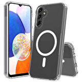 Galaxy S25 Kılıf Magsafe Şarj Özellikli Şeffaf Sert PC Embos Kılıf