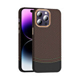 iPhone 14 Pro Max Kılıf M-safe Şarj Özellikli Karbon Fiber Görünümlü Gros Kılıf