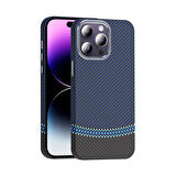 iPhone 14 Pro Max Kılıf M-safe Şarj Özellikli Karbon Fiber Görünümlü Gros Kılıf