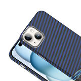 iPhone 13 Kılıf M-safe Şarj Özellikli Karbon Fiber Görünümlü Gros Kılıf