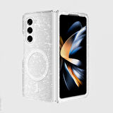 Galaxy Z Fold 6 Kılıf Magsafe Şarj Özellikli Parlayan Simli Saydam Renkli Allstar Kılıf