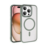 iPhone 16 Pro Max Kılıf Wireless Şarj Özellikli Krom Magsafe Silikon Kılıf