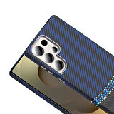 Galaxy S25 Ultra Kılıf M-safe Şarj Özellikli Karbon Fiber Görünümlü Gros Kılıf