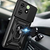 Tecno Spark 20C Kılıf Magnetik Standlı Kamera Korumalı Sürgülü Vega Kılıf