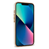 Apple iPhone 13 Kılıf Bark Kartlıklı Kenarları Altın Renk Kılıf