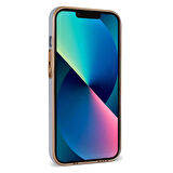 Apple iPhone 13 Kılıf Bark Kartlıklı Kenarları Altın Renk Kılıf