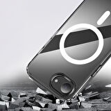 iPhone 16E Kılıf Magsafe Şarj Özellikli Şeffaf Sert PC Embos Kılıf